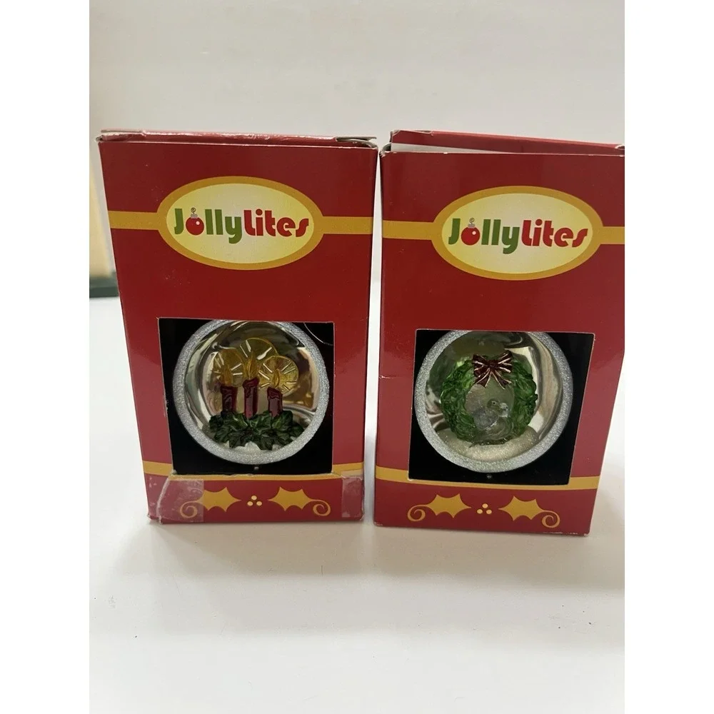 Christmas JollyLites Christmas Ornaments Illuminated Set Of 2 Candles Wreath